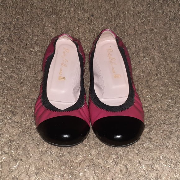 PRETTY BALLERINAS-SHIRLEY-Ballet Flats-Fuchsia w/Black Cap Toe Patent-Sz 38-EX - Picture 3 of 7